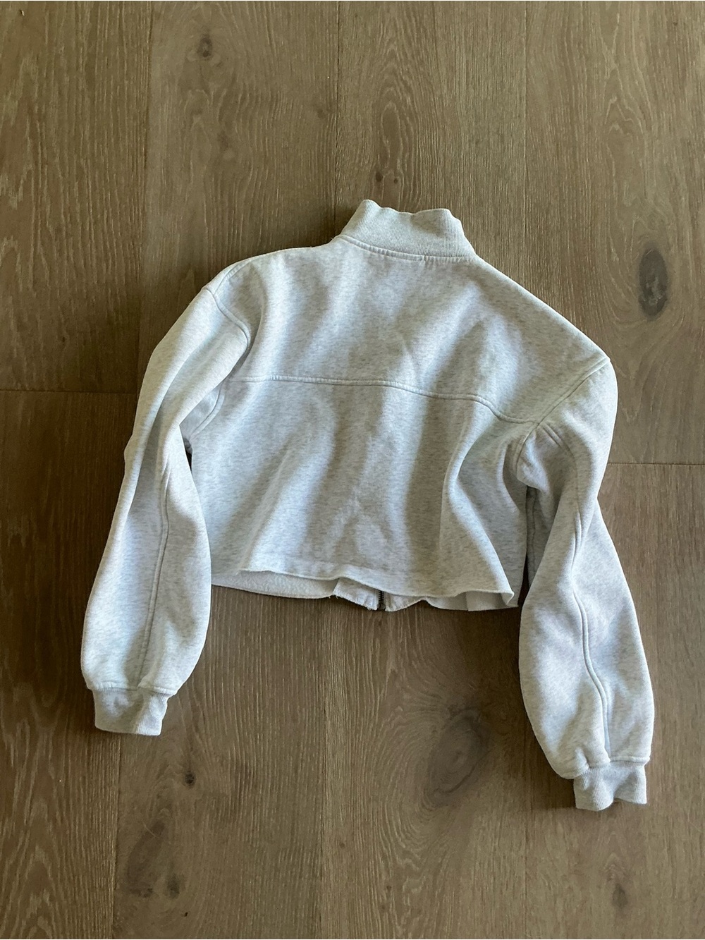 Cropped Zip-Front Bomber Jacket in Light Gray - Picture 2 of 3